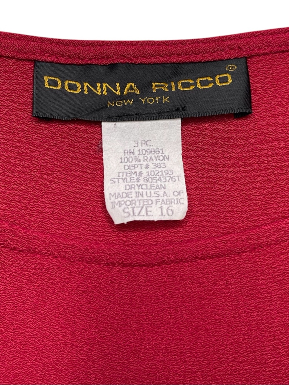 Donna Ricco Bright Red Scoop Neck Tank 16 - Picture 2 of 5